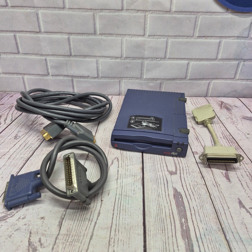 Vtg Iomega Zip 100 External Drive Z100P2 W/Cables Shown Only~Parts Only